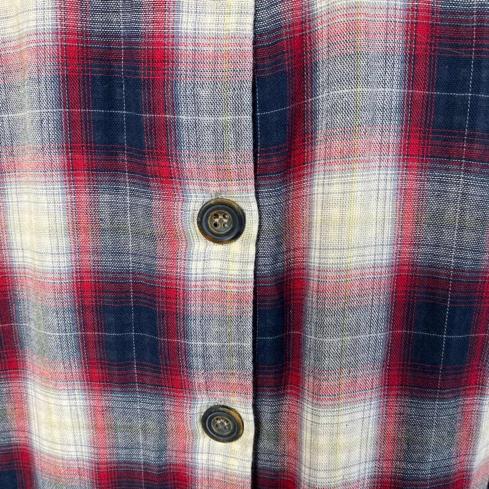 Boho Chic Plaid Button Down Shirt w/Back Buttons Size Small - Picture 9 of 11